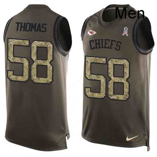 Men Nike Kansas City Chiefs 58 Derrick Thomas Limited Green Salute to Service Tank Top NFL Jersey